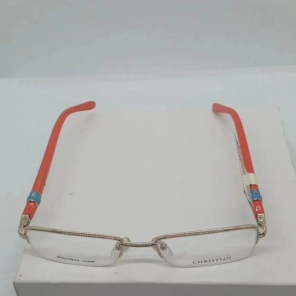 NWT WOMEN'S CHRISTIAN EYEGLASS FRAMES COP-16-12 ORANGE GOLD - Picture 2 of 4